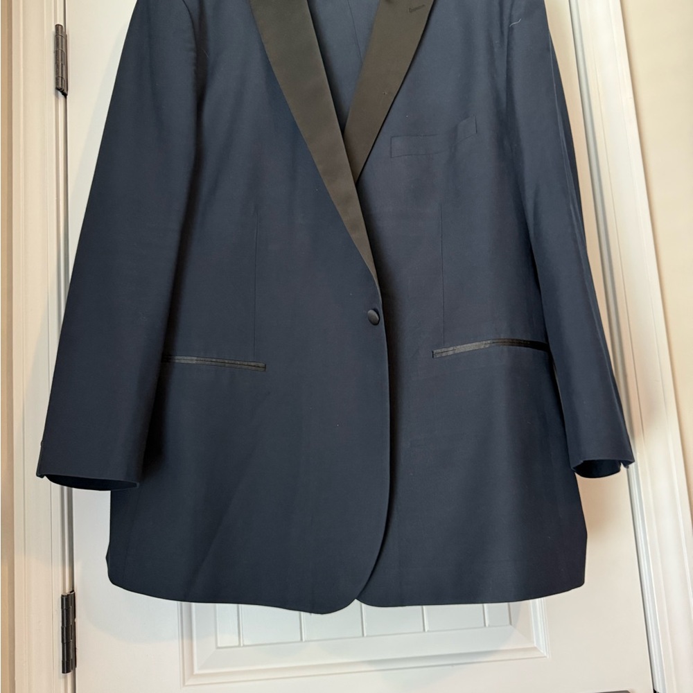 Men's Navy Blazer with Black Lapel